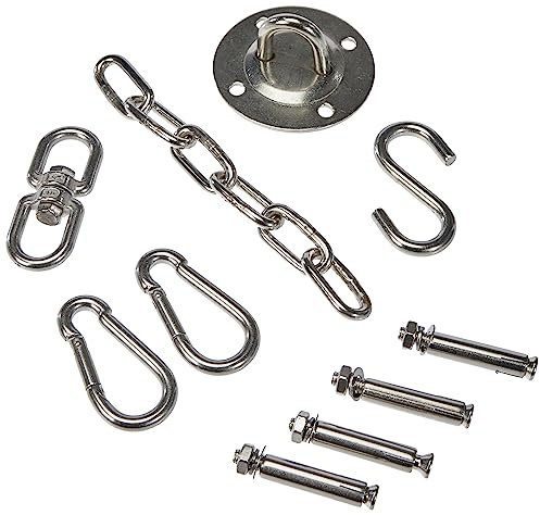 SENTANA Deckenhaken - Hängesessel Aufhängung bis 400kg (53 cm)- 360° drehbare Deckenhalterung - Komplett-Set inkl. Verlängerungskette, Karabiner und Haken