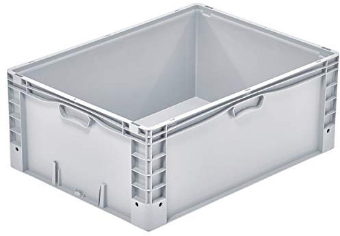 Eurobehälter 800x600x320 mm, Großbehälter, Euro-Norm, Große Kunststoffbehälter, Industrie- und Lagerbox, 1 St, Grau