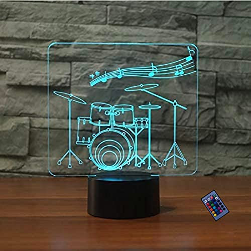 Kreative 3D Schlagzeug Nacht Licht 16 Farben Andern Sich Fernbedienung USB-Strom Touch Schalter Dekor Lampe Optische Täuschung Lampe LED Lampe Tisch Kind Geburtstag Weihnachten Geschenke