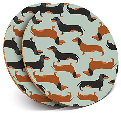 Destination Vinyl Ltd 14369 Untersetzer mit Dackel-Wurstmotiv, glänzend, 2 Stück