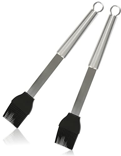 COM-FOUR® 2x Backpinsel, Küchenpinsel mit Silikonborsten, Pinsel zum Einölen, Marinieren und Glasieren beim Backen, Kochen & Grillen