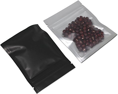 WACCOMT Pack 100 bolsas de almacenamiento de alimentos de plástico transparente con cierre de cremallera para caramelos (7,5 x 10 cm, 3 x 3,9 pulgadas), color negro