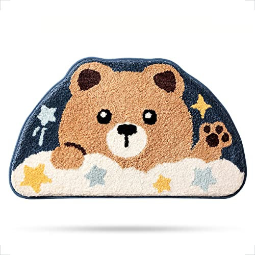 Niedlicher Badteppich Badematte für Badezimmer Rutschhemmender Weicher Badteppich für Duschen Niedlich Plüsch Mikrofaser Super-saugstark Plüschteppich für 45x75cm