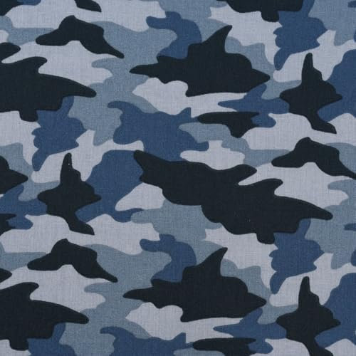 SCHÖNER LEBEN. Baumwollstoff Army Camouflage Tarnmotiv blau 1,50m Breite