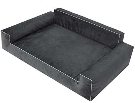 PillowPrim Hundebett, Möbel für Tiere, Katzenbett, Abnehmbar Bezug, Hundeliege, Schlafplätze, große Hunde, Hundesofa, Korb, Waschbar, Schwarz, XXL: 116x78 cm