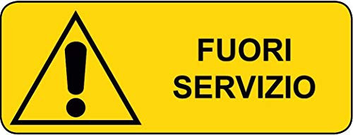 SICUREZZA SHOP ADESIVO PERICOLO FUORI SERVIZIO 125x330 mm Vinile Giallo Segnaletica Segno di Sicurezza Minimalista Funzionale