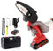 Sharp-tec Mini Chainsaw Cordless, 4 Inch 24V Handheld Chainsaw with LED Light and Protection Switch, Small Chain Saw Power Garden Tools for Cutting Trees, Cut Wood, Tree, Branch, Red