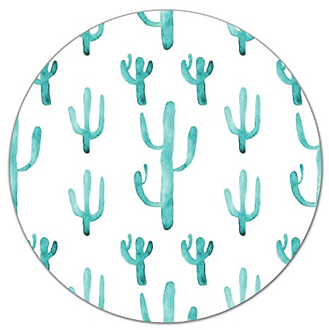 Coloray Glass Chopping Board Worktop Saver ⌀ 15.8 inch/fi 40cm Tempered Safety Glass Cutting Board Splashback for Kitchen Protection - Green Cactus Roll Watercolour Cacti Floral