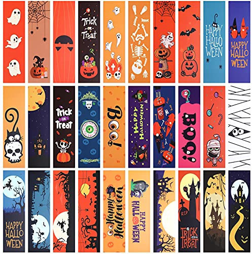 MWOOT 30 Stück Halloween Papier Lesezeichen Set,Festival Style Kreativität Seiten Buchmarkierungen,Seiten Clips Lesezeichen für Studenten Schule Büro Lesen