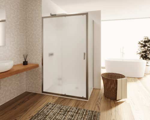 Box Doccia Angolare 70x140cm con Apertura Scorrevole da 140cm e Parete Fissa da 70cm con Vetro Temperato Opaco da 6mm Antinfortunistico con Trattamento Anticalcare Altezza 190cm
