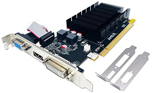 Radeon HD 5450 Tarjeta gráfica, 2 GB GDDR3 64 bits, DVI/HDMI/VGA, Perfil bajo, PCI Express x16, Tarjeta de Video para PC, GPU, DirectX 11