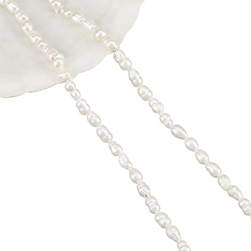nbeads Ca. 65 Stück Natürliche kultivierte Süßwasserperlen, 3~4 mm Güteklasse A Weiße Mini Perlen Reis Süßwasserperlen Stränge Für Die Schmuckherstellung, Loch 0.6 mm