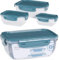 OrionMart Food Storage Containers with Lids Rectangular Plastic Lunch Boxes Set of 3 Fridge/Freezer Organiser Stackable | Air Tight Food Storage Containers BPA Free