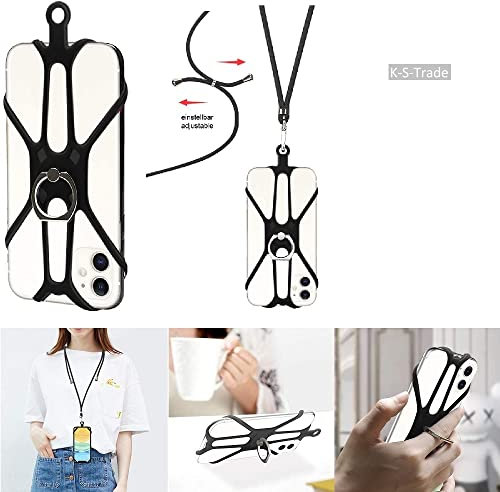 K-S-Trade Qualitativ & Innovativ 3in1 Handykette Handyband Handykordel Halsband Smartphone-Ring Handy-Ring Für Cyrus CS 40 Fingerhalterung Handyring