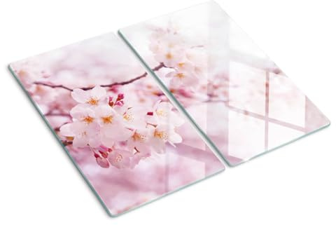 Decormat Schneidebretter Herdabdeckplatte Schutzbrett Spritzschutz Küche Gehärtetes Glas 2x30x52 cm - Kirschblüten