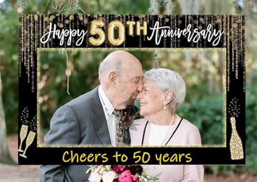 JeVenis 50 Aniversario de Bodas de Oro Regalos Aniversario Fiesta Photo Booth Props 50 Aniversario de Bodas de Oro decoración Cheers to 50s Aniversario decoración