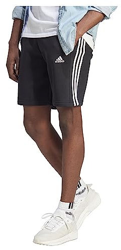 adidas Uomo Essentials Fleece 3-Stripes Shorts, Black, M