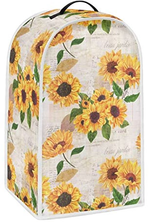NETILGEN Blender Cover Kitchen Appliance Cover Anti Fingerprint Dust Protection Stain Resistant Coffee Machine Cover Food Processor Dust Cover Stand Mixer Cover with Top Handle, Vintage Sunflower