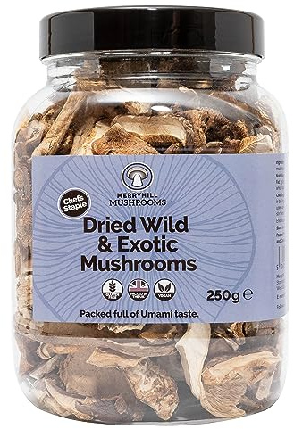 Merryhill Mushrooms - Dried Wild & Exotic Mushrooms (Porcini, Chanterelle, Shiitake, Oyster) (250g)