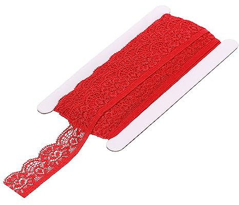 QUARKZMAN Spitzenbesatz Vintage Häkeln 0.98x10yards Rot Spitze Farbband für Basteln Sammelalbum Kleider Stoff Hochzeit Dekoration Geschenkpapier