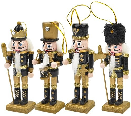 ifundom 4 Stück Nussknacker-baumspitze Weihnachts-nussknacker-Figuren Weihnachts-nussknacker-Handwerk Weihnachtsdeko Weihnachts-nussknacker-Statue Wohnkultur Weihnachten Zubehör Holz
