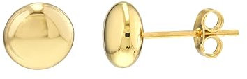 Ohrstecker aus 14 Karat Gelbgold, 7 mm, flach, rund, Kieselsteine, Schmuck, Geschenke für Frauen, Metall