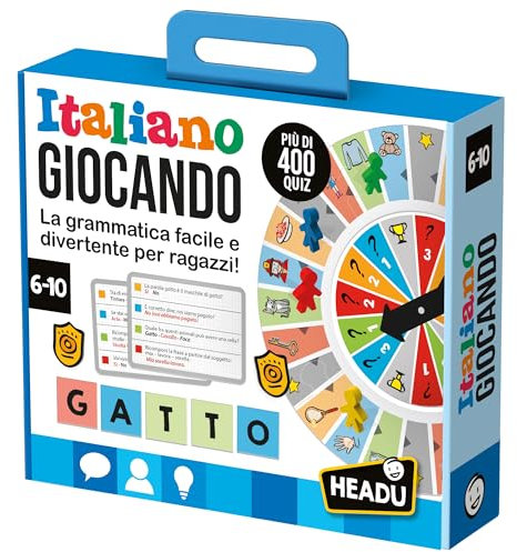 Headu Le Grand Jeu De L'Italien Facile Grammaire Facile Et Amusant pour Les Garçons It57021 Jeu Éducatif pour Enfants 6-10 Ans Fabriqué en Italie