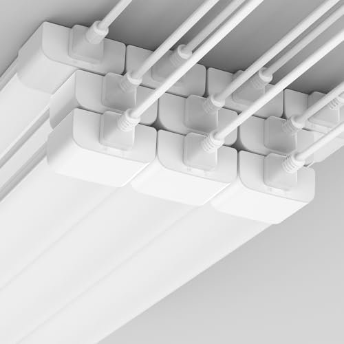 10 x LED Feuchtraumleuchte150cm, 45W 5000LM Deckenleuchte Feuchtraum Flach, 6000K Kalteweiß LED Feuchtraumlampe, IP65 Wasserfest Werkstattlampe, Kellerleuchte, Neonröhre für Büro Lager Garage