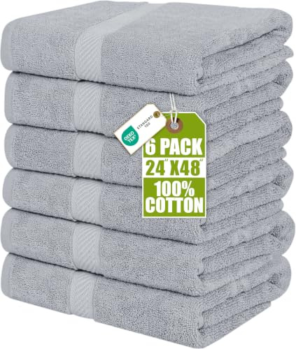 Utopia Towels 6 Stück mittelgroßes Badetuch-Set, 100% ringgesponnene Baumwolle (61 x 122 cm), mittelleichte und sehr saugfähige, schnell trocknende Handtücher, Premium-Handtücher für Hotel, Spa und