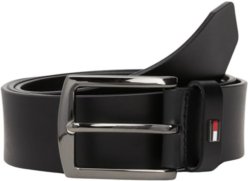 Tommy Hilfiger Herren Gürtel Denton mit Flagge aus Leder, Schwarz (Black), 85 cm