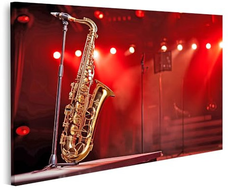 islandburner Bild auf Leinwand Saxophon Wind Musikinstrument Bühne Scheinwerfer romantischer Rauch Jazz Musik P Bilder Wandbilder Poster