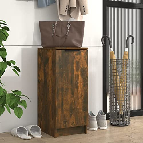 Homgoday Schuhschrank mit zwei Türen, 4 Ebenen für Schuhe, Möbel, Beistelltisch, Eingang, Wohnzimmer, Schuhschrank aus Sperrholz, Eiche rauchfarben, 30 x 35 x 70 cm