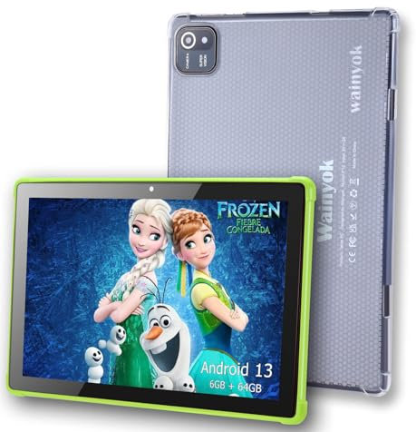 Wainyok 10.1 Zoll Android Tablet Kinder Tablets: Octa-Core, 2.0GHz 6GB + 64GB, HD IPS Bildschirm 1TB erweiterbar Dual-Kameras (5MP+8MP), WiFi 5, Bluetooth 5.0, GMS Zertifiziert, Grün