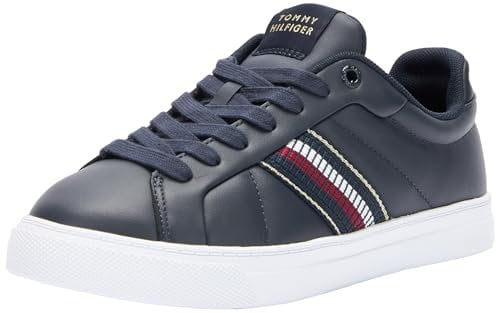 Tommy Hilfiger Baskets de Running Femme en Cuir, Bleu (Space Blue), 38