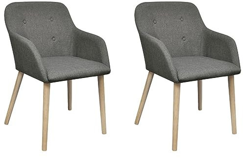 Mengtu 2 STK. Esszimmerstühle Küchenstuhl Essstühle Stühle Esszimmer Stuhl Esszimmerstuhl Stuhl Esszimmer Wohnzimmerstuhl Essgruppe Esszimmermöbel Hellgrau Stoff und Massivholz Eiche