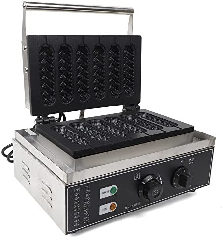 Wurstrollenformer Waffeleisen für bis zu 6 Waffeln am Stiel Antihaftbeschichtung Waffel am Stiel 1500W Machen Sie 6 schnelle und leckere Frühstückswurstbrötchen und Snacks in Minuten
