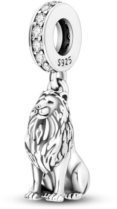 Hapour Charm-Anhänger aus 925er Sterlingsilber, baumelnde Perlen für Armband, Halskette, Tier-Löwen-Charms, DIY-Schmuckgeschenk für Damen