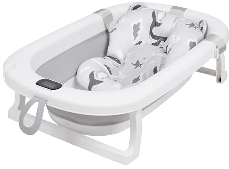 Primabobo Baignoire pliable pour bébé avec coussin de bain et thermomètre - Baignoire pour bébé pliable