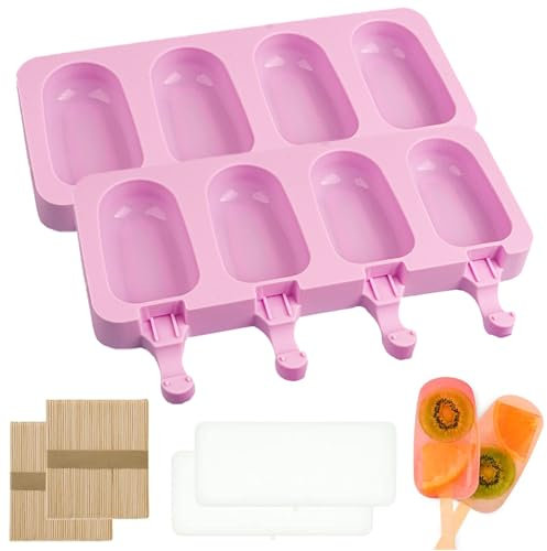 2 Stück Eisformen Silikon-Form Cakesicles Silikonform mit Deckel und Stäbchen Eisformen Eis Am Stiel Silikon DIY Eiscreme Gefrorenes Dessert für Selbstgemachte Eislutscher, Kuchen, Schokoriegel