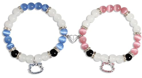 UEAVOID 2pcs Magnetische Paare Armbänder, Matching Armbänder für Paare beste Freunde, Fernbeziehung Armband, Mode-Schmuck Geschenke für Valentinstag und Muttertag