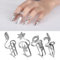 4PCS Womens Nail Ring Rhinestone Fingernail Rings Nail Tips Decoration Knuckle Finger Rhinestone Cover Tip Nail Cap Loop Ring for Nail Decor( Silver)