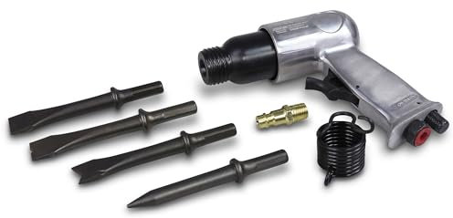 ENVA Druckluft Meißel Satz für 10mm Rundmeißel 6TLG. Drucklufthammer Meißel für Karosserie- und Mechanikarbeiten Druckluft Meißelhammer inkl. Meißeln und Kupplungsstecker