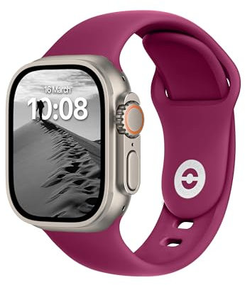 ELETTRONEO SB Bracelet Sport pour Apple Watch Band Ultra 2 49mm, Series 10 46mm, 9 8 7 45mm 41mm, SE 6 5 4 44mm 40mm, 3 2 1 42mm 38mm Femme Homme Silicone, Rose Violet