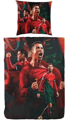 Hsewudwsd Fußball Star Charakter Mikrofaser 135x200cm Bettbezug Mit Reißverschluss Und 80x80cm Kissenbezug Bettwäsche Set