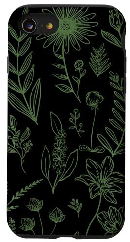 Hülle für iPhone SE (2020) / 7 / 8 Wildflower Salbeigrün Zeichenhülle Wildblumen