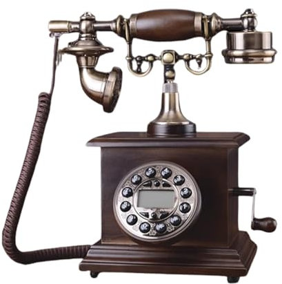 NBVOKLEAD Landline Phone,Retro Corded Phone, Vintage Home/Office Landline Telephone, Classic Wood Antique Push-Button Phone,A