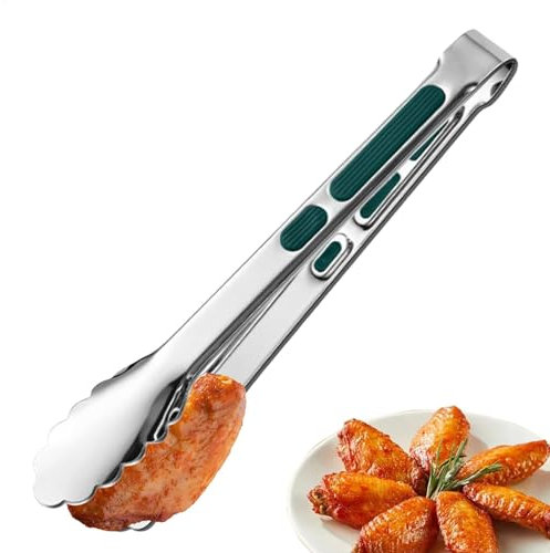 Grillzange mit Verriegelung – Küchen- und Grillzange mit rutschfestem Griff | Edelstahl-Lebensmittelzange | Nudelzange | Salatzange | Kochzange | Küchenzange zum Servieren von Speisen Salat BBQ