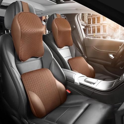 LccYanAi Für Hyundai Santa Fe Autositz Lordosenstütze Rückenstütze Nackenstütze Kopfstütze Kopfkissen Lendenkissen Stützkissen.,E-Coffee A Pair