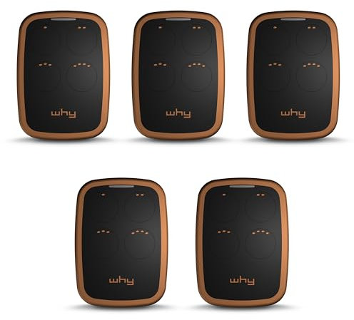 Télécommande universelle WHY EVO NOA à 4 boutons - Programmable code fixe ou code tournant - Fréquences 433 ou 868 mhz - Pour portails et porte de garage (Tabac Sauvage Lot de 5 télécommandes)