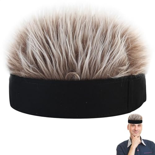 Visier mit Haaren für Männer, weiche Mütze Perücke mit versachen Haaren, Verstellbarer Mütze Hut mit Haarperücken für einen Ehepartner oder eine kahlköpfige Person lustige Geschenke, Unisex